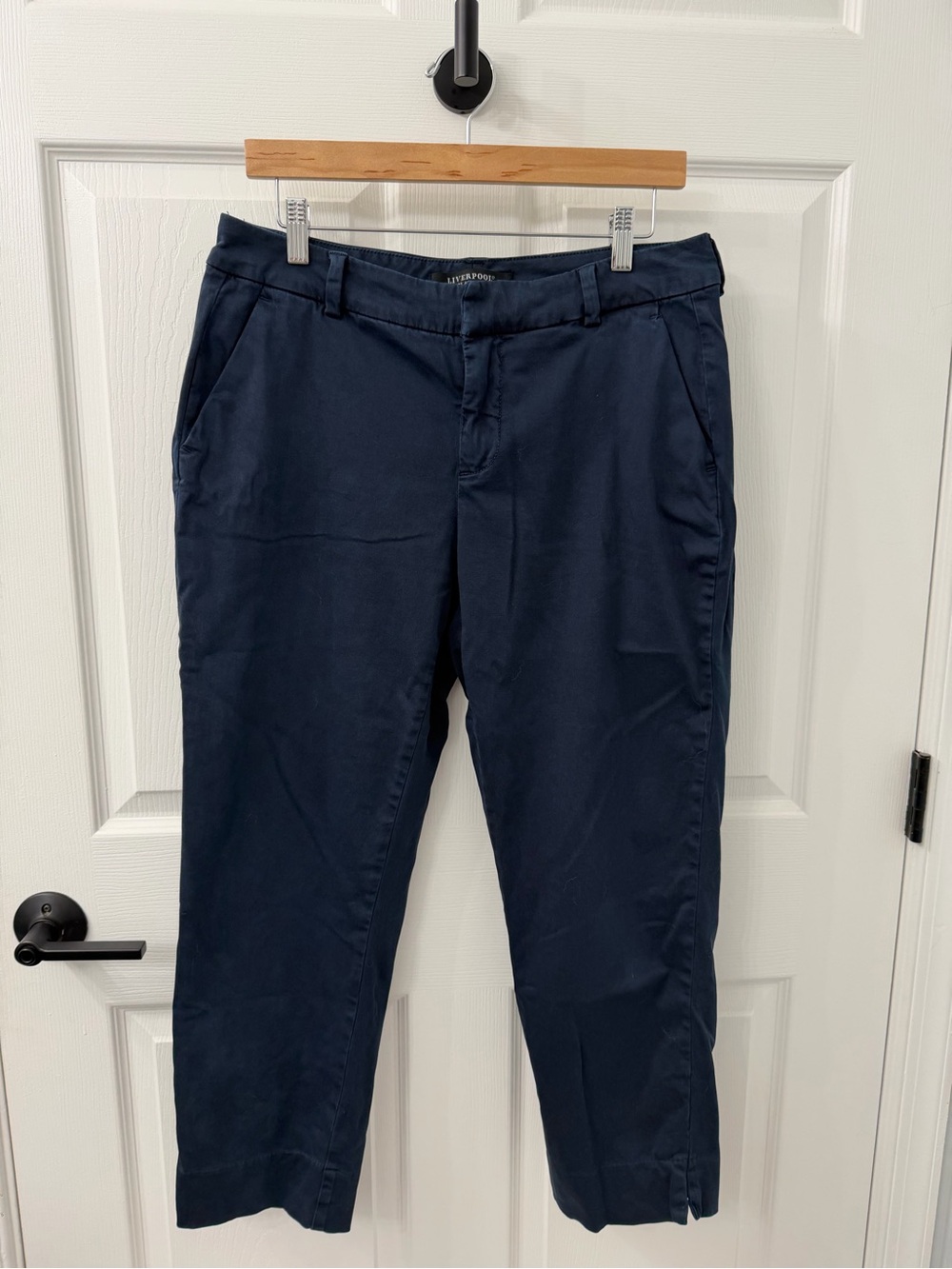 Navy Women’s Cropped Chino Pants - Classic Casual Trousers